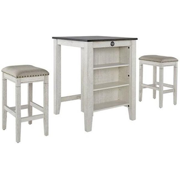 Progressive Furniture Progressive Furniture D860-95W Bar & Game Room Table & 2 Stools; Antique White - Pack of 3 D860-95W